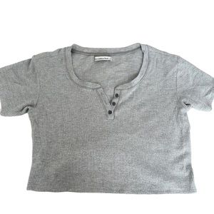 Abercrombie & Fitch Waffle Lounge Henley Cropped Tee